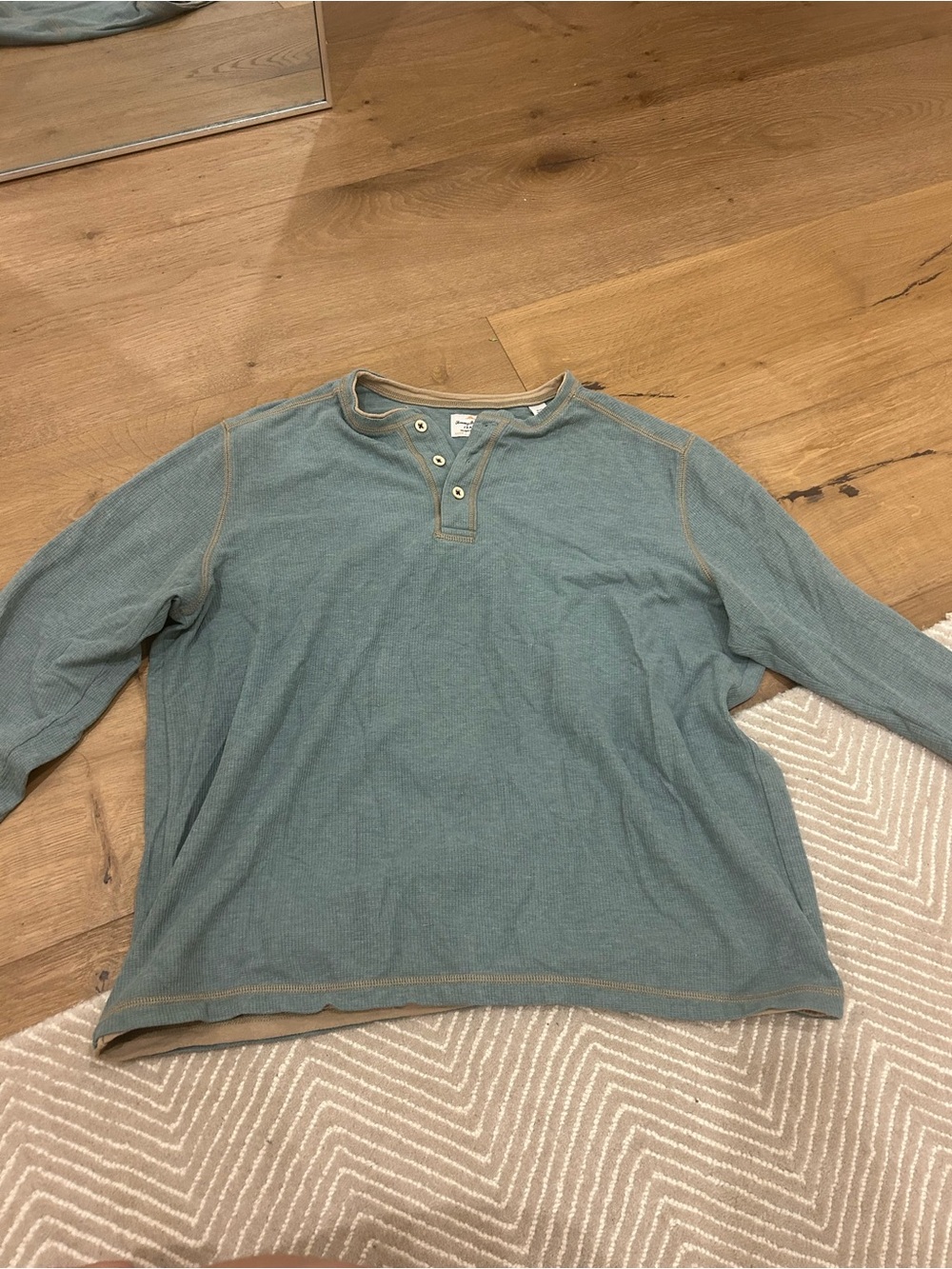 Tommy Bahama Washed Teal Henley with Tan Trim